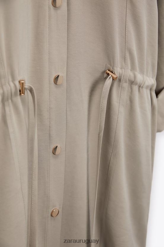 Zara sobrecamisa con cintura ajustable mujer H6RHL2100 arena ropa