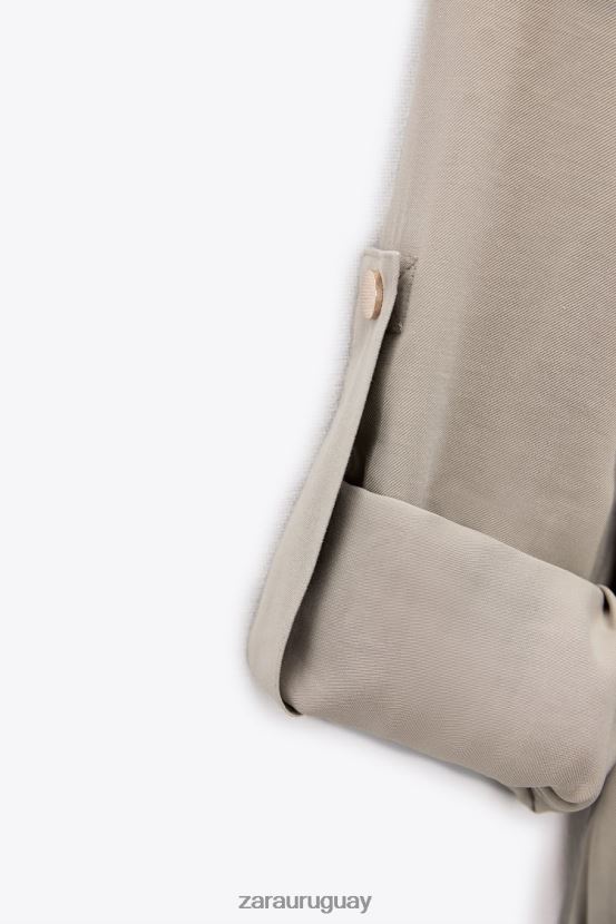 Zara sobrecamisa con cintura ajustable mujer H6RHL2100 arena ropa