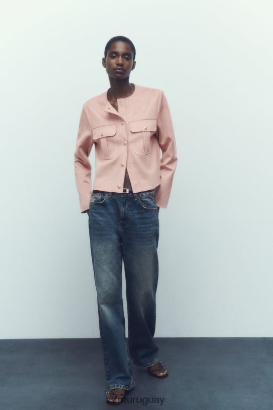 Zara sobrecamisa de gamuza sintética mujer H6RHL2117 rosa ropa