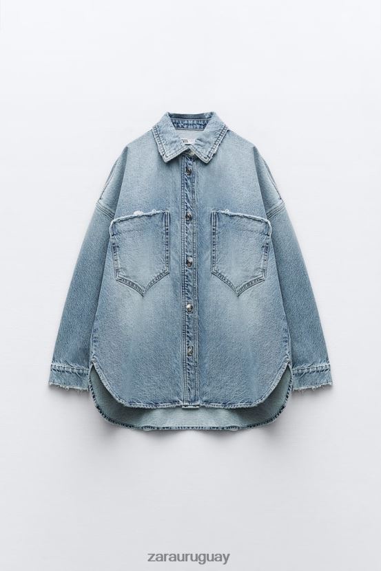 Zara sobrecamisa de mezclilla oversize z1975 mujer H6RHL269 azul medio ropa