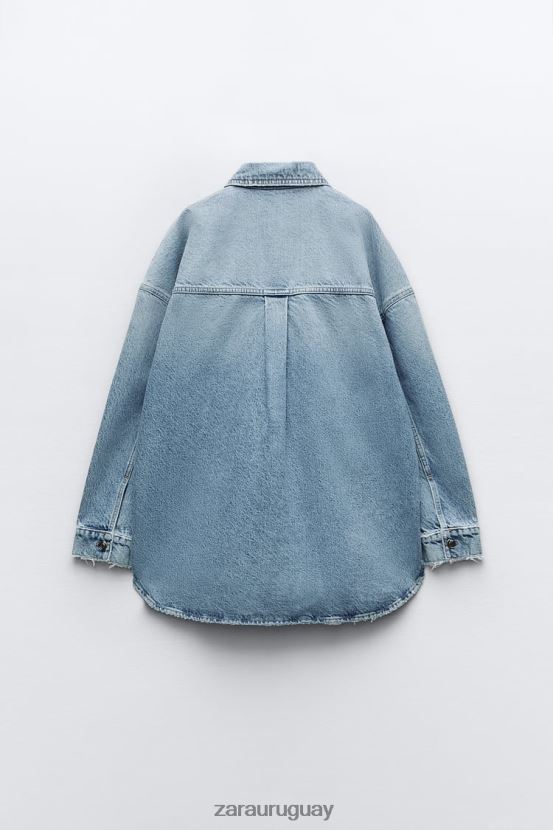 Zara sobrecamisa de mezclilla oversize z1975 mujer H6RHL269 azul medio ropa
