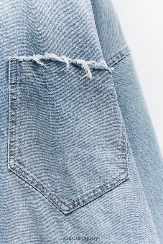 Zara sobrecamisa de mezclilla oversize z1975 mujer H6RHL269 azul medio ropa