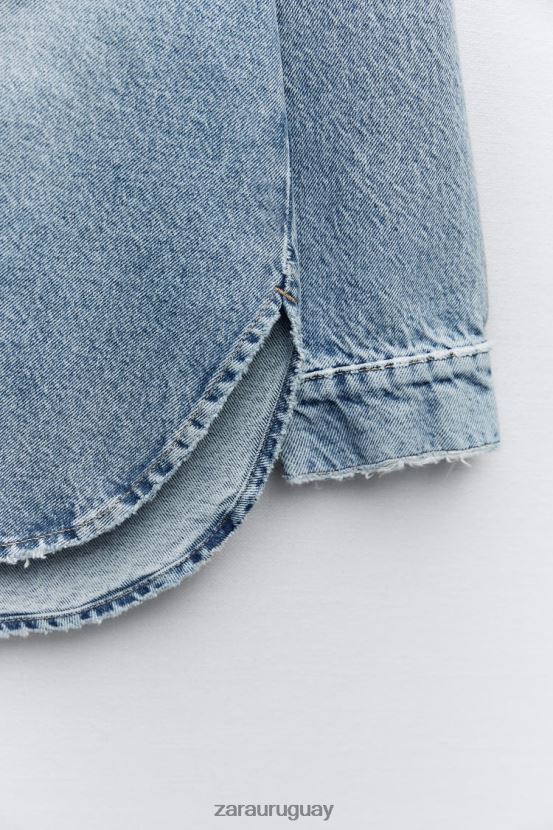 Zara sobrecamisa de mezclilla oversize z1975 mujer H6RHL269 azul medio ropa