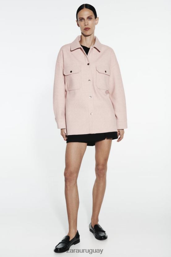 Zara sobrecamisa suave mujer H6RHL213 rosa ropa