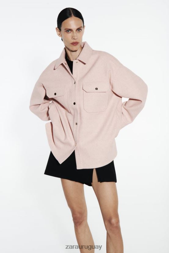 Zara sobrecamisa suave mujer H6RHL213 rosa ropa