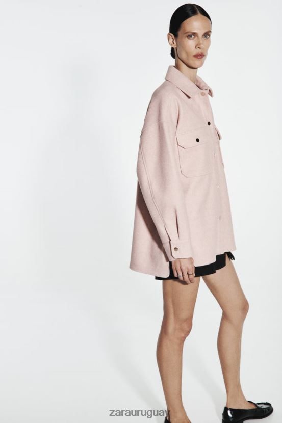 Zara sobrecamisa suave mujer H6RHL213 rosa ropa
