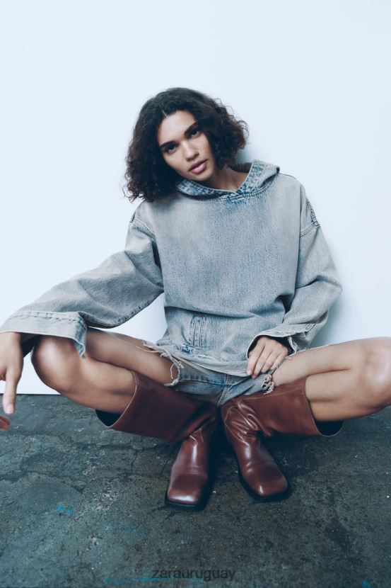 Zara sudadera denim trf mujer H6RHL245 azul ropa