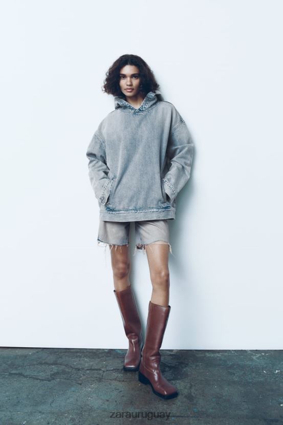 Zara sudadera denim trf mujer H6RHL245 azul ropa