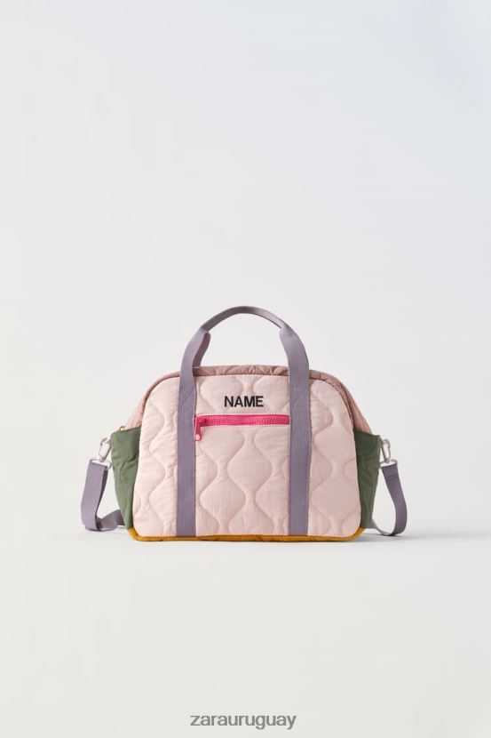 Zara bolso de lona acolchado multicolor niños H6RHL21561 rosa accesorios