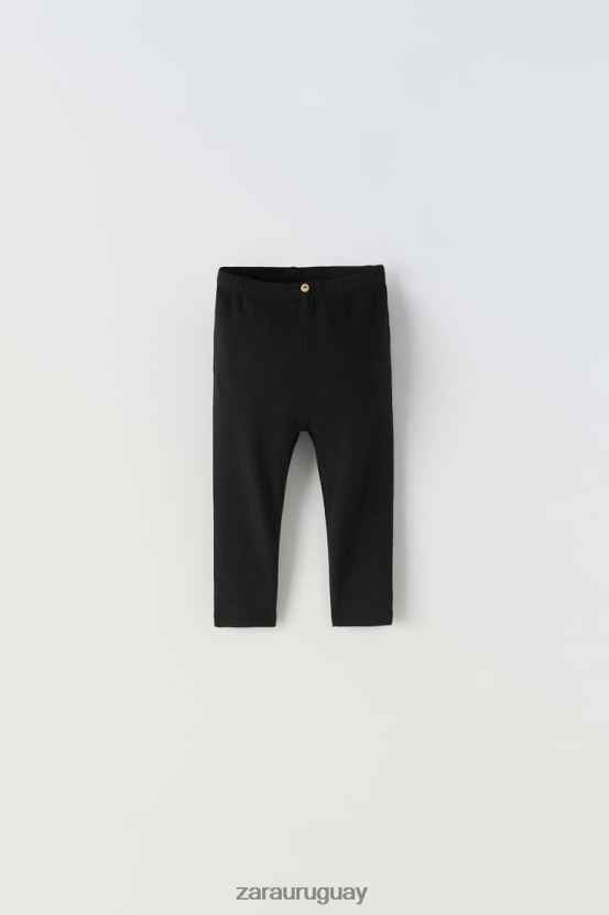 Zara leggins de canalé niños H6RHL21626 negro ropa