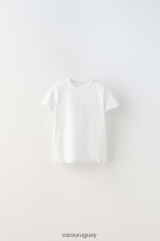 Zara camiseta básica de canalé niños H6RHL21571 blanco ropa