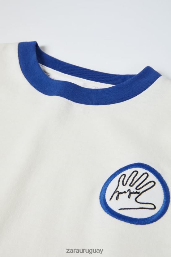 Zara camiseta java jacobs niños H6RHL21514 ostra blanca ropa