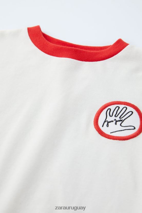 Zara camiseta java jacobs niños H6RHL21518 ostra blanca ropa