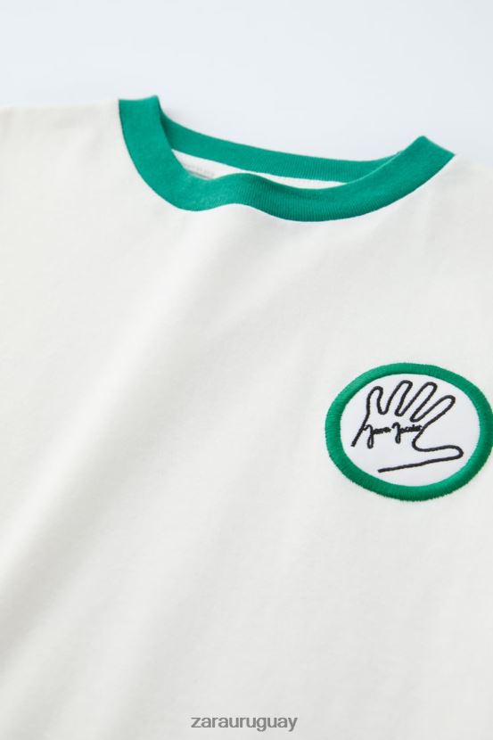 Zara camiseta java jacobs niños H6RHL21519 ostra blanca ropa