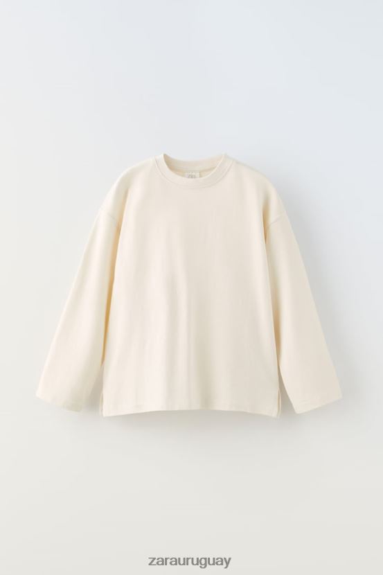 Zara camiseta lisa premium niños H6RHL21530 crudo ropa