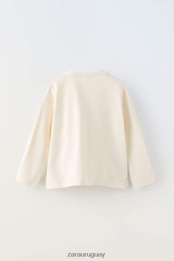 Zara camiseta lisa premium niños H6RHL21530 crudo ropa