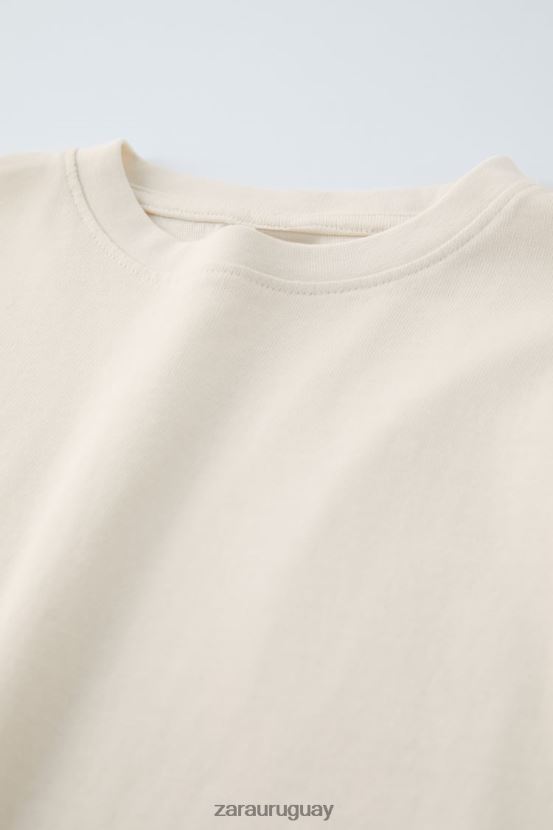Zara camiseta lisa premium niños H6RHL21530 crudo ropa