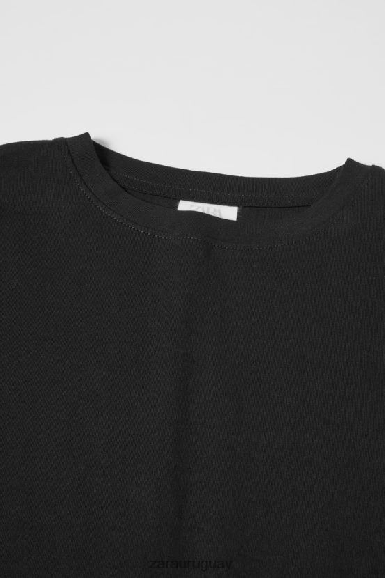 Zara camiseta simple niños H6RHL21531 negro ropa