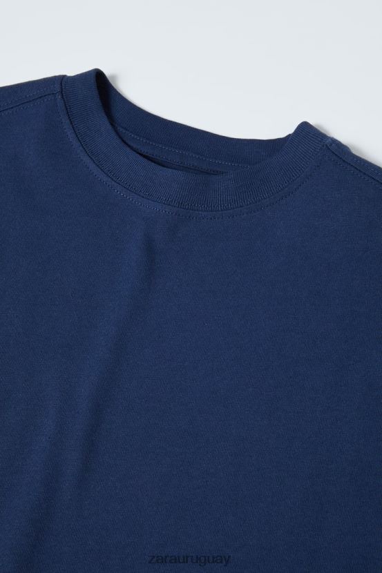 Zara camiseta simple niños H6RHL21542 azul tinta ropa
