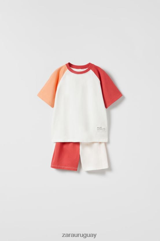 Zara conjunto de jogging en contraste niños H6RHL21548 rojo ropa