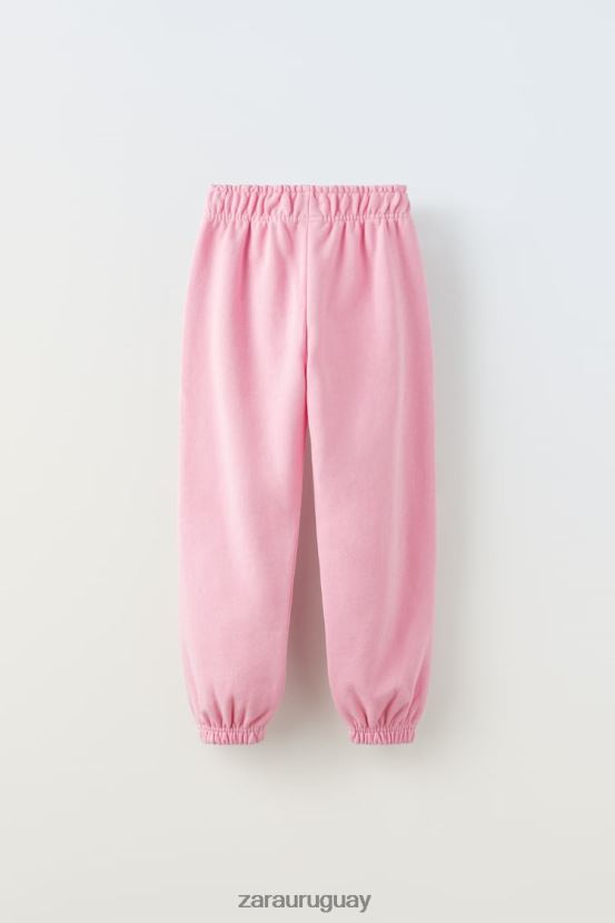 Zara pantalon basico de felpa niños H6RHL21529 rosa ropa