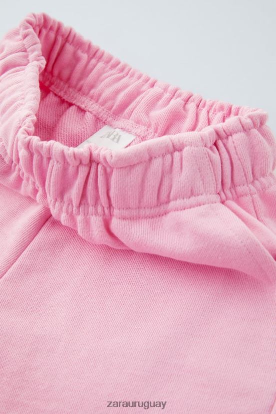 Zara pantalon basico de felpa niños H6RHL21529 rosa ropa