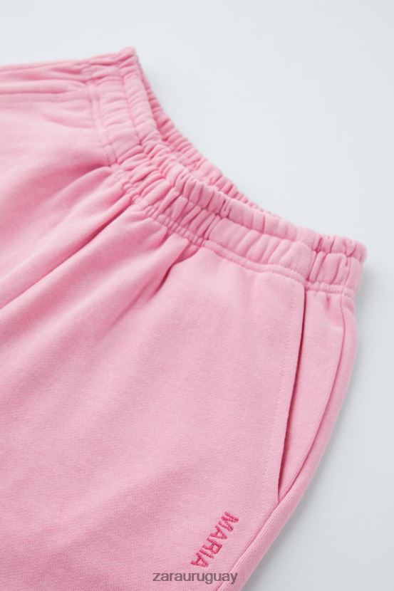 Zara pantalon basico de felpa niños H6RHL21529 rosa ropa