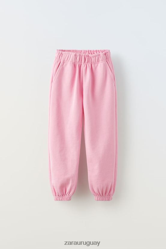 Zara pantalon basico de felpa niños H6RHL21529 rosa ropa