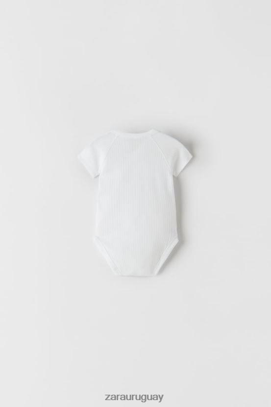 Zara paquete de tres bodis con sobrepelliz de manga corta niños H6RHL21575 blanco ropa