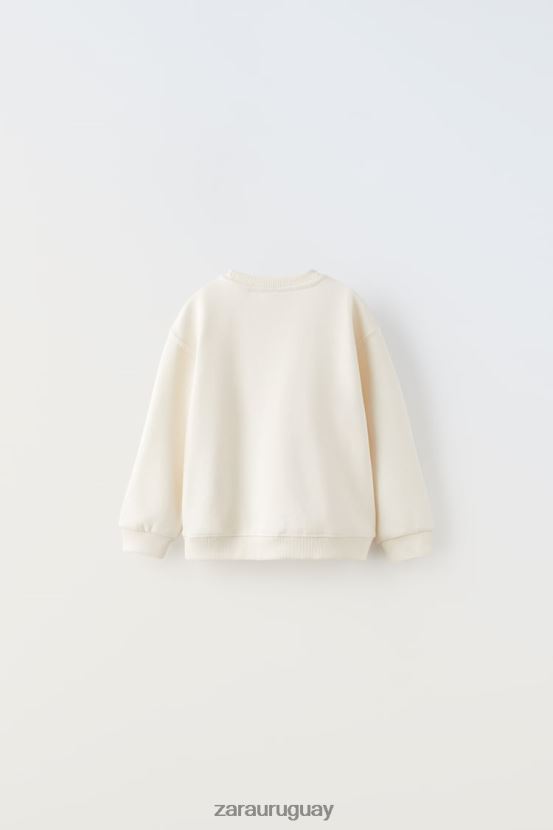 Zara sudadera bordada niños H6RHL21565 crudo ropa