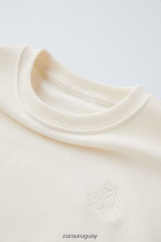 Zara sudadera bordada niños H6RHL21565 crudo ropa