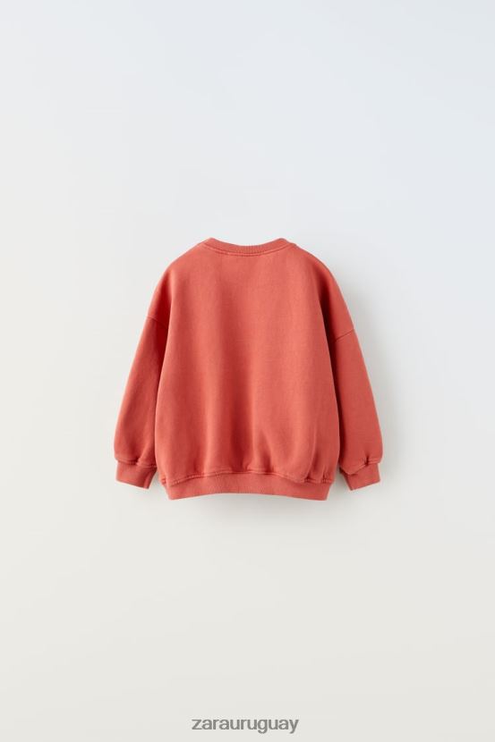 Zara sudadera con costuras lavadas niños H6RHL21555 naranja roja ropa