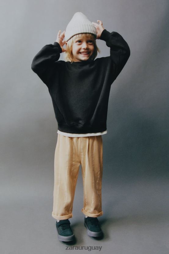 Zara sudadera con piezas niños H6RHL21554 negro ropa