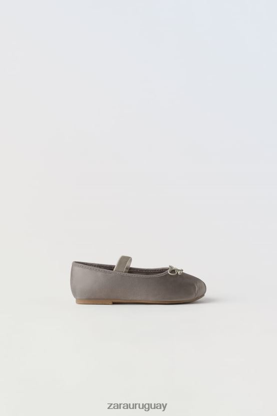 Zara bailarinas con lazo niños H6RHL21606 gris calzado