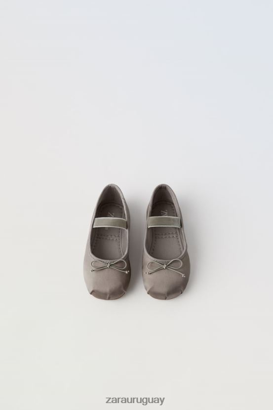 Zara bailarinas con lazo niños H6RHL21606 gris calzado