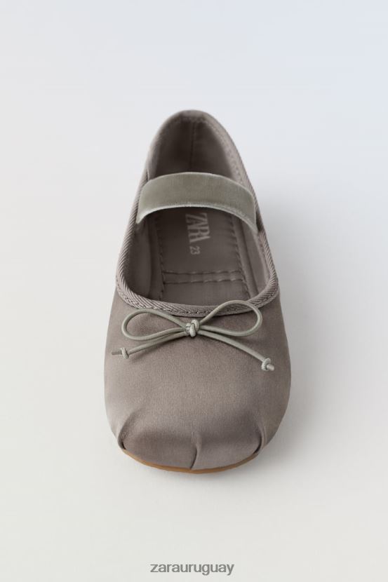 Zara bailarinas con lazo niños H6RHL21606 gris calzado