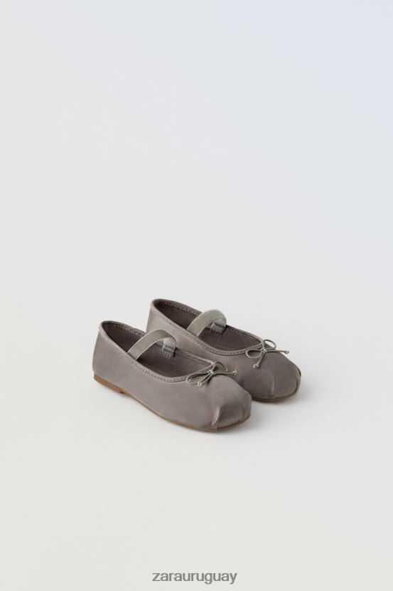 Zara bailarinas con lazo niños H6RHL21606 gris calzado