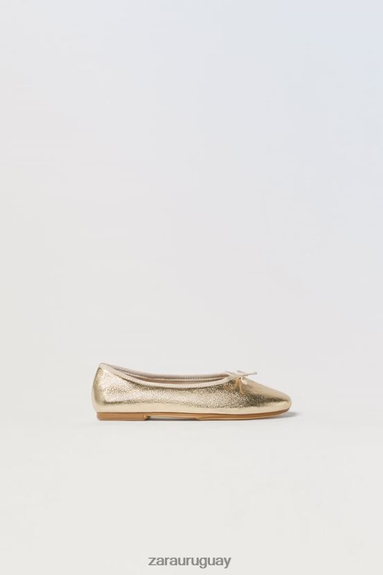 Zara bailarinas metalizadas niños H6RHL21598 oro calzado