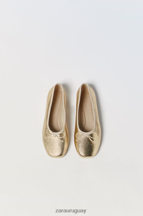 Zara bailarinas metalizadas niños H6RHL21598 oro calzado