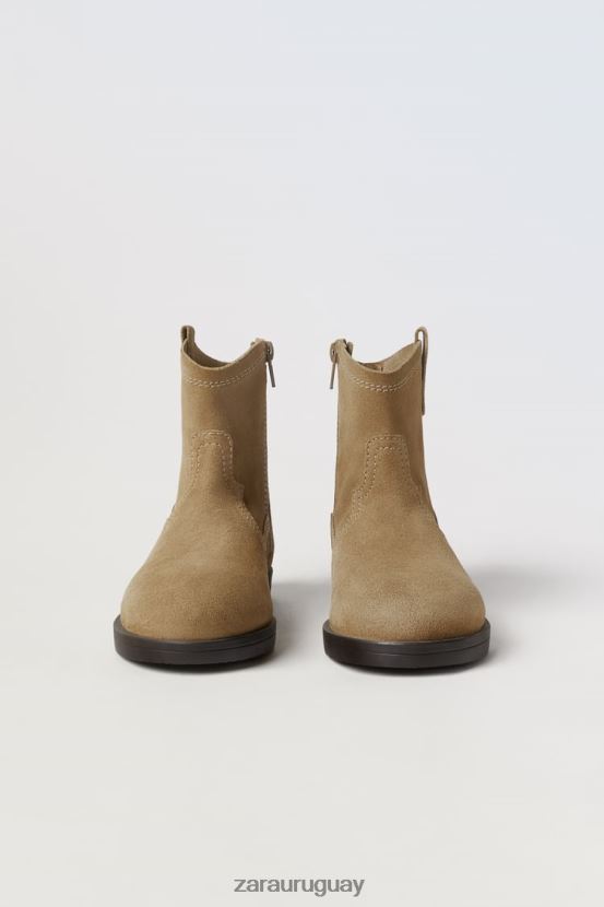 Zara botines cowboy de piel niños H6RHL21616 beige calzado