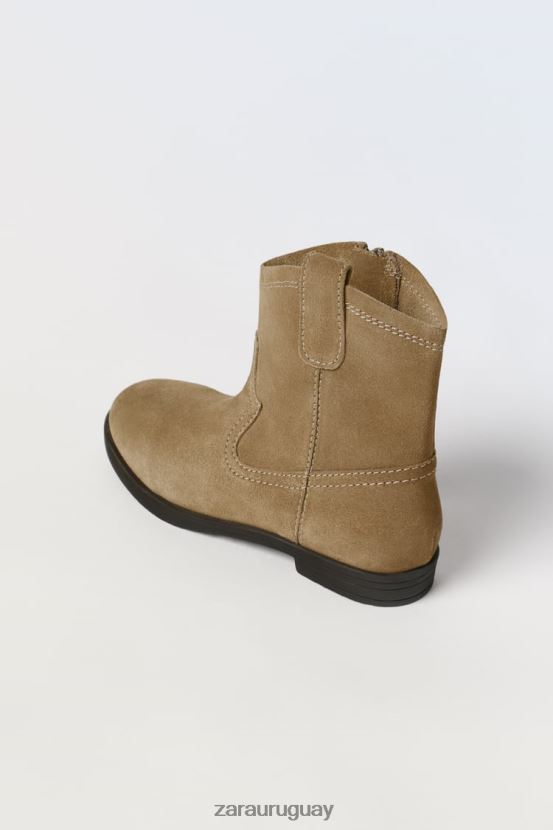 Zara botines cowboy de piel niños H6RHL21616 beige calzado
