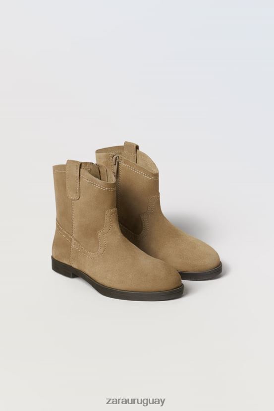 Zara botines cowboy de piel niños H6RHL21616 beige calzado